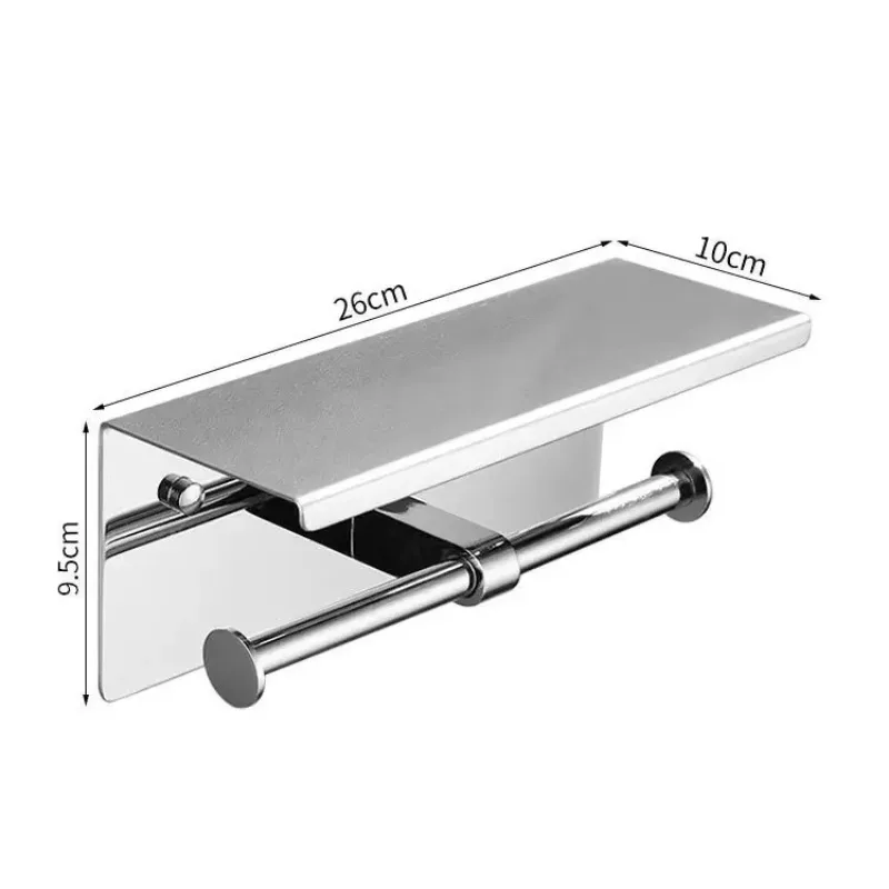 

SUS304 stainless steel double tissue toilet paper roll holder modern polished design for home or hotel bathroom PH601