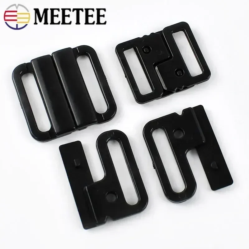 30Sets Plastic Bikini Buckle 10/15/20/25mm Resin Front Closure Adjustor Snap Button Underwear Bra Bow Tie Clasp Sewing Accessory