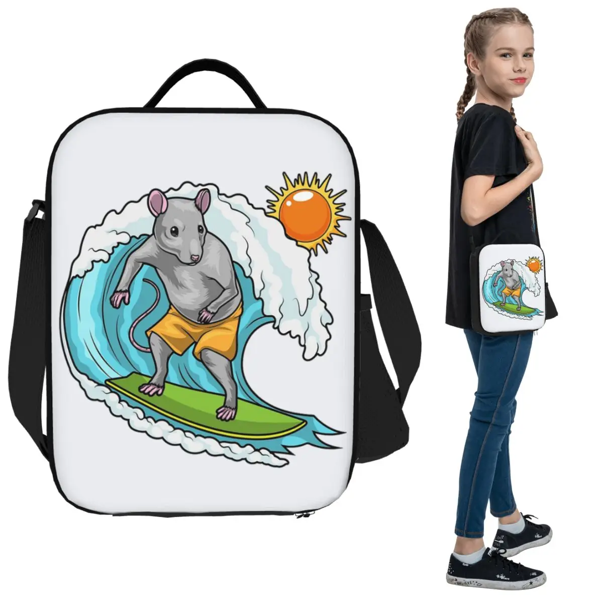 

Летние сумки для обеда для серфинга Rat, изолированная коробка для бенто, водонепроницаемая сумка для обеда, многоразовые сумки для пикника, термосумка для женщин, студенческого офиса