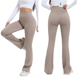 Women Yoga Flare Pants Stretch High Waist Casual Workout Gym Fitness Leggings Women Sportswear Nylon Dance Bell Bottom Trousers