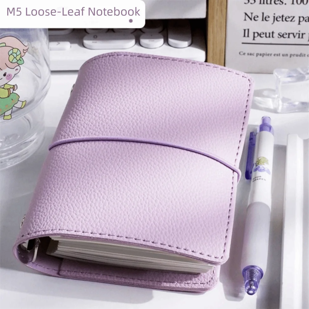 M5 Size Mini Loose-leaf Notebook 5-Ring Binder Photo Display Photo Collection Book Faux Leather Card Collection