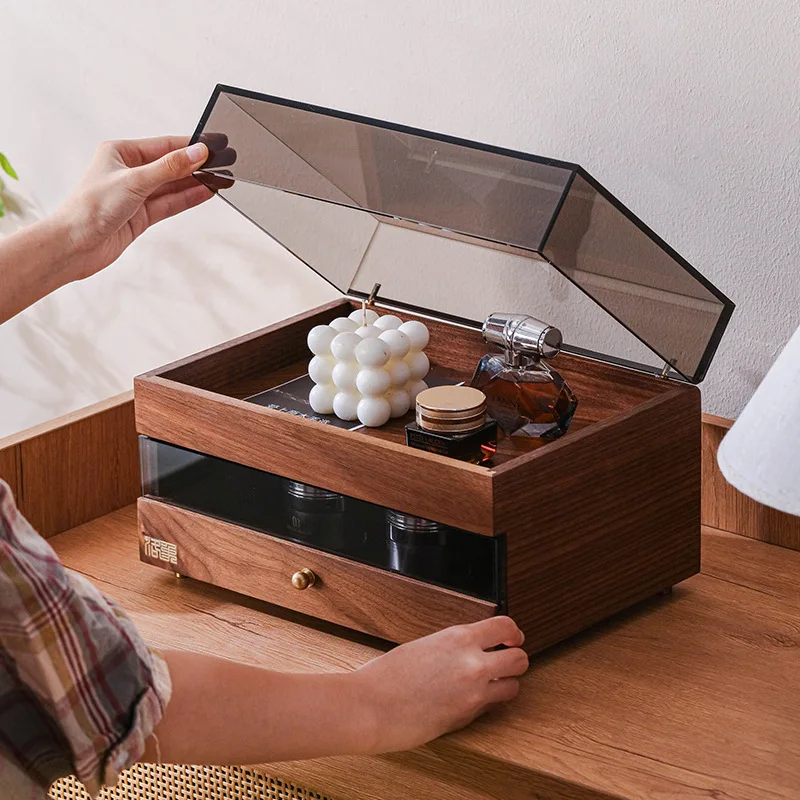 Storage Cabinet Locker Jewelry Box Desktop Display Cabinet Walnut