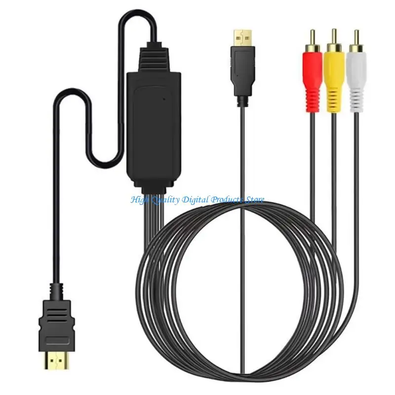 

U2JE Analogs to Digital Adapters 3RCA to Hdmis Converter with Audios Video Syncing Supports 720P 1080P Output for PC Monitor