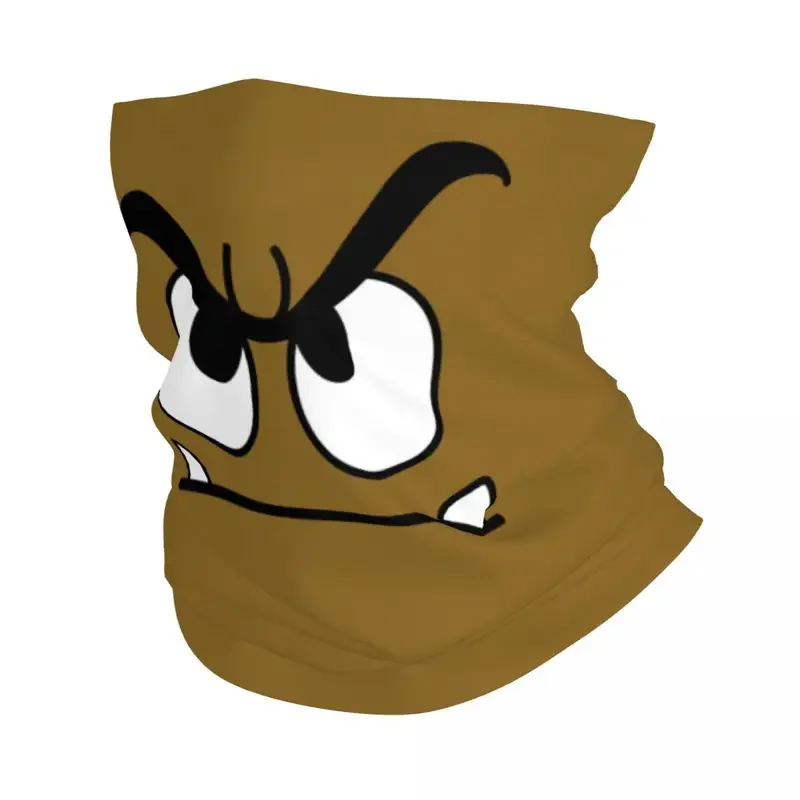 Cartoon Game Brown Goomba Face Bandana Neck Warmer Women Men Winter Ski Hiking Scarf Gaiter Face Cover