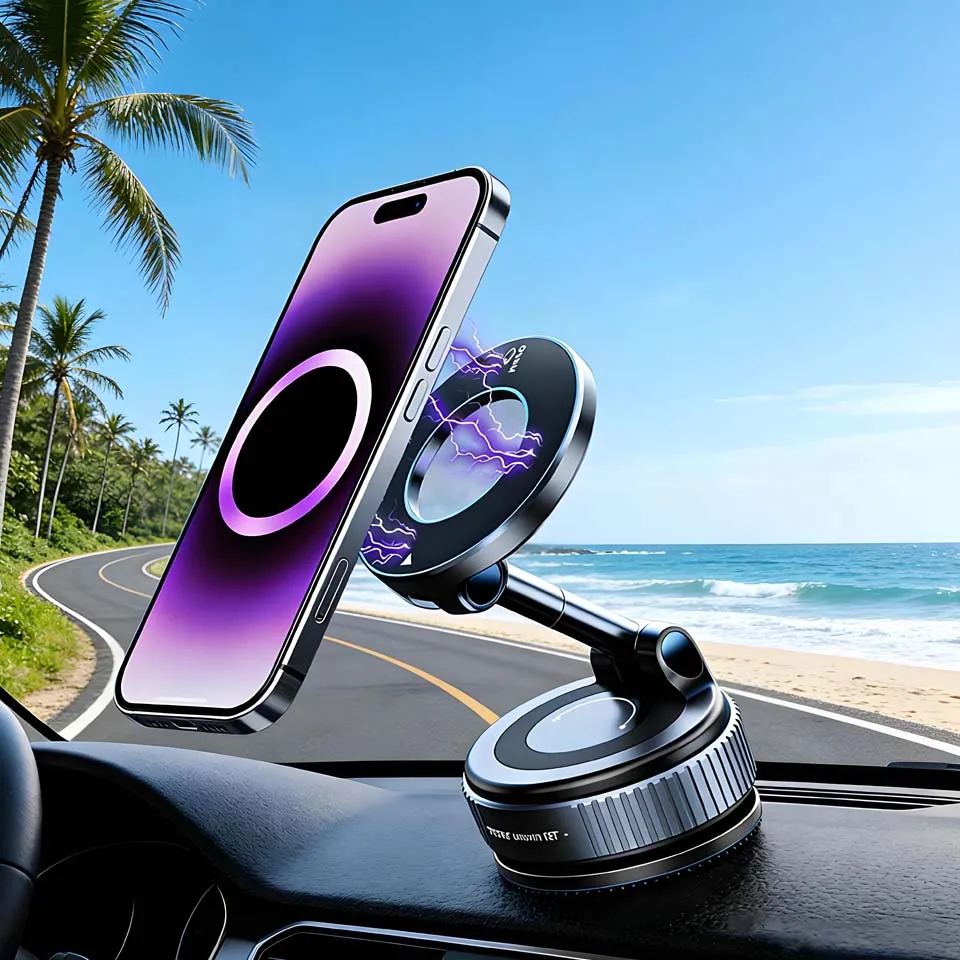 Vacuum Magnetic Car Phone Stable Dashboard  Adsorption  Anti-Shake Mobile StandUniversal For Cars Safe Driving Access