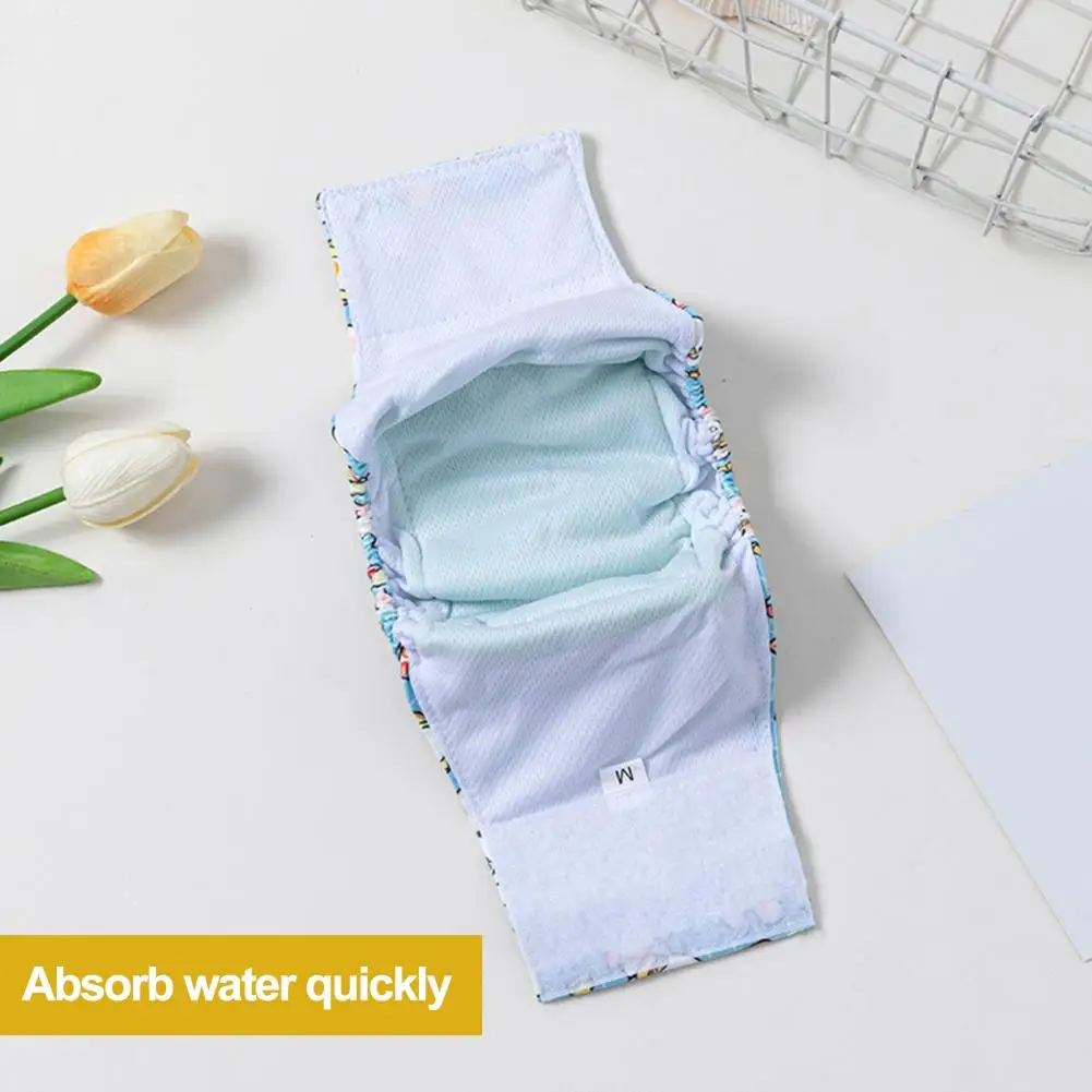 Waterproof Dog Diapers Absorbent Waterproof Dog Diaper Wraps with Printed Pattern Fastener Tape Breathable for Comfortable