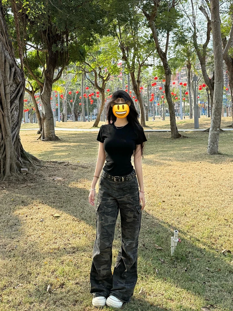 

Свободные женские камуфляжные рабочие брюки в американском стиле, джинсовые широкие длинные брюки High Street, весна-осень, Новое поступление