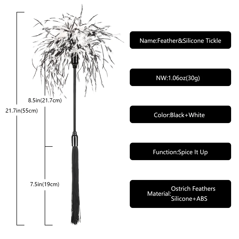 Flirtowanie dla dorosłych Seks zabawka Klapsy Pióro Kleszanie tyłka Silikonowy pejcz z frędzlami BDSM Pasja Odgrywanie ról dla kobiet i par