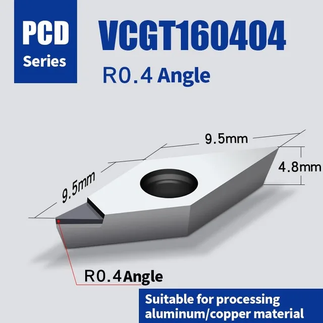 VCGT160402 VCGT160404 VCGT160408 Diamond Insert VCGT PCD Aluminum Alloy End Mill Tool CNC Carbide CBN Turning Lathe