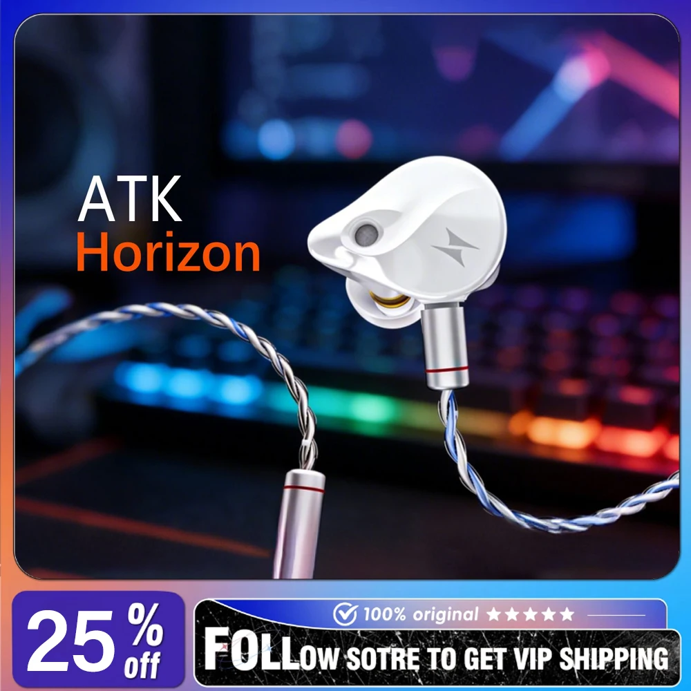 

Наушники ATK Horizon внутриканальные проводные с корпусом из алюминиевого сплава CNC, Hi-Fi профессиональные, 10-мм динамический драйвер, интерфейс Type-C/3.5 мм