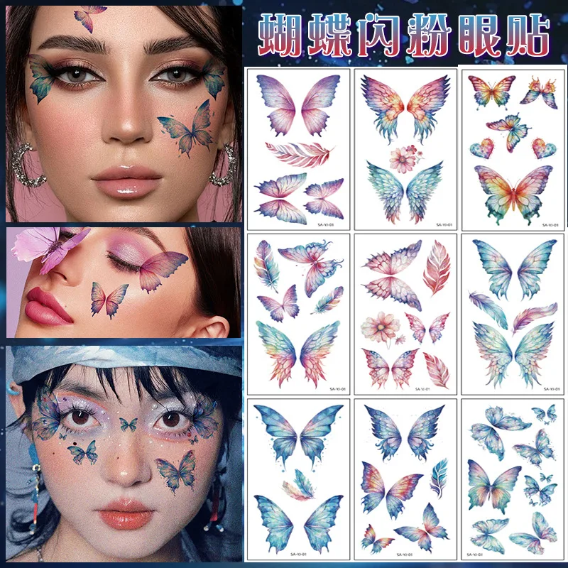 Butterfly Temporary Tattoos for Kids Women Girls Colorful Butterflies Wings Flower Fairy Birthday Party Supplies Favors Decor