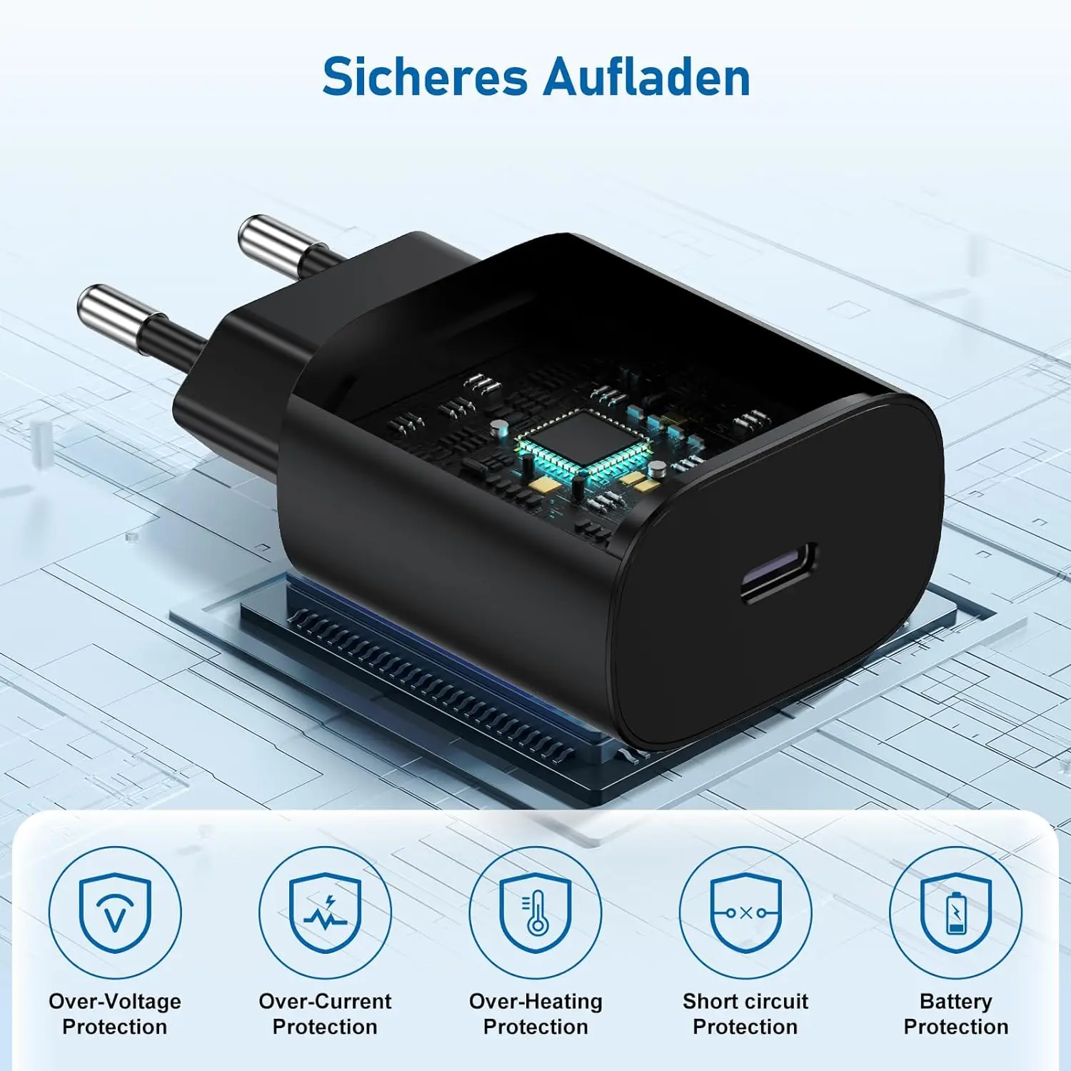 Samsung 25W Schnellladeadapter EU-Stecker Netzadapter Dual Typ-C Kabel Für Galaxy Z Flip 6 5 3 4 S24 S23 A53 A33 A52 A32 F52 – Detail 3