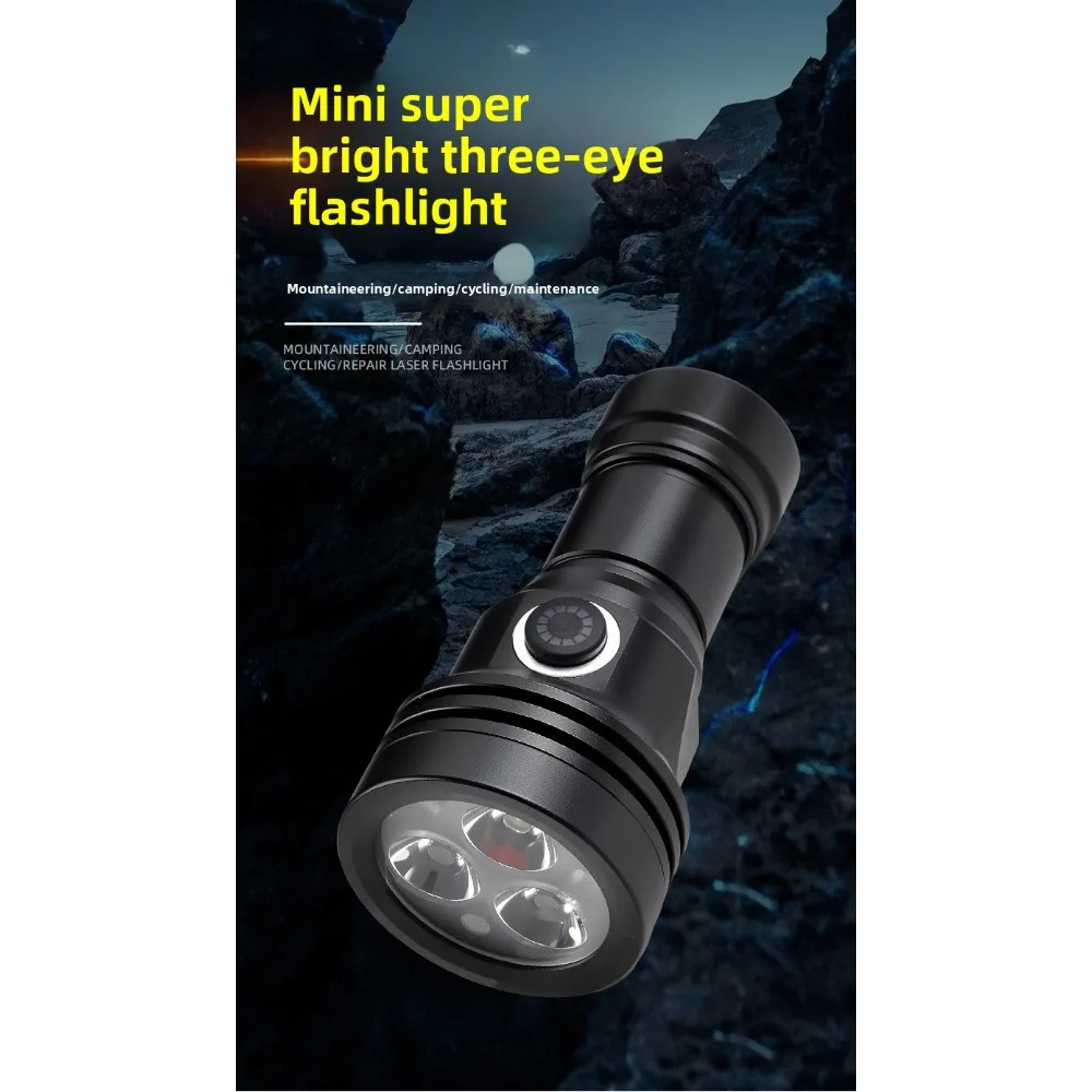 Ruiying Three - Eye Small Cannon High - Power Flashlight, Factory - Direct Mini Portable Flashlight, Rechargeable