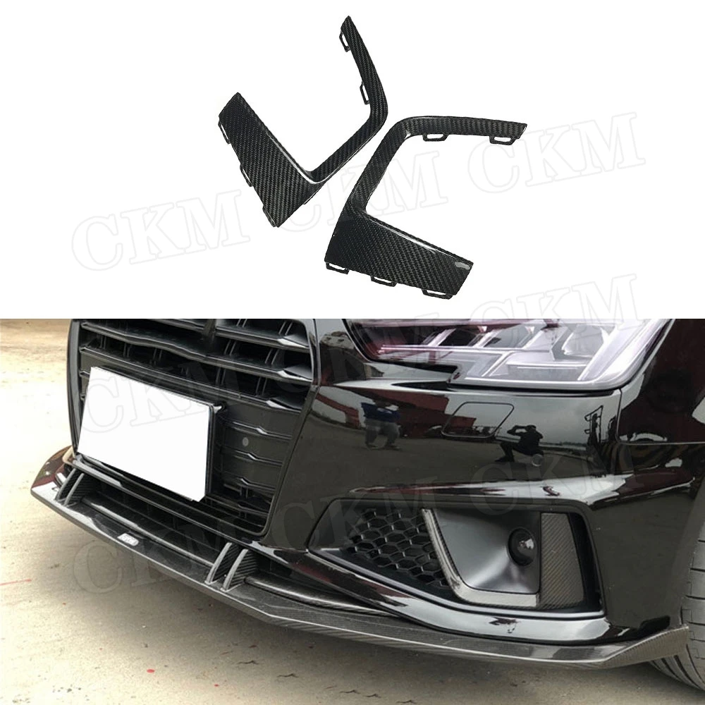 

Dry Carbon Fiber Front FogLight Frame Head Bar Fog lampshade Trim Cover For Audi A4 S4 2019 Car Styling