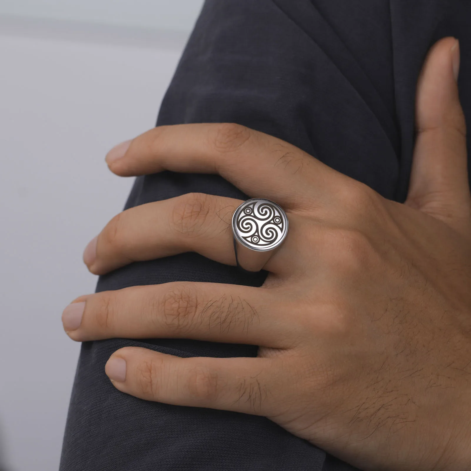 Punk Occult Triskele Triple Spiral Symbol Rings Amulet Stainless Steel Ring Triskelion Magic Pagan Birthday Jewelry Gift