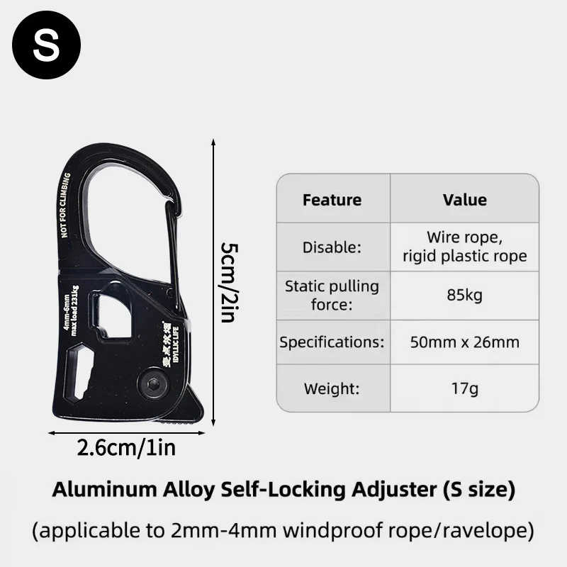HDIRXG Aluminiumlegering Spanner voor Tenttouw, Kampeergereedschap, Sterke Belastbaarheid, Tenttouw Spanner, Koord- en Zeilspanner