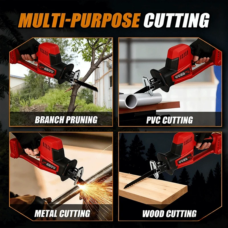 EDOG Borstelloze Reciprozaag Draadloze Kettingzaag Cut Saw Hout Snijgereedschappen met Zaagblad voor Milwaukee 20v Batterij Pin