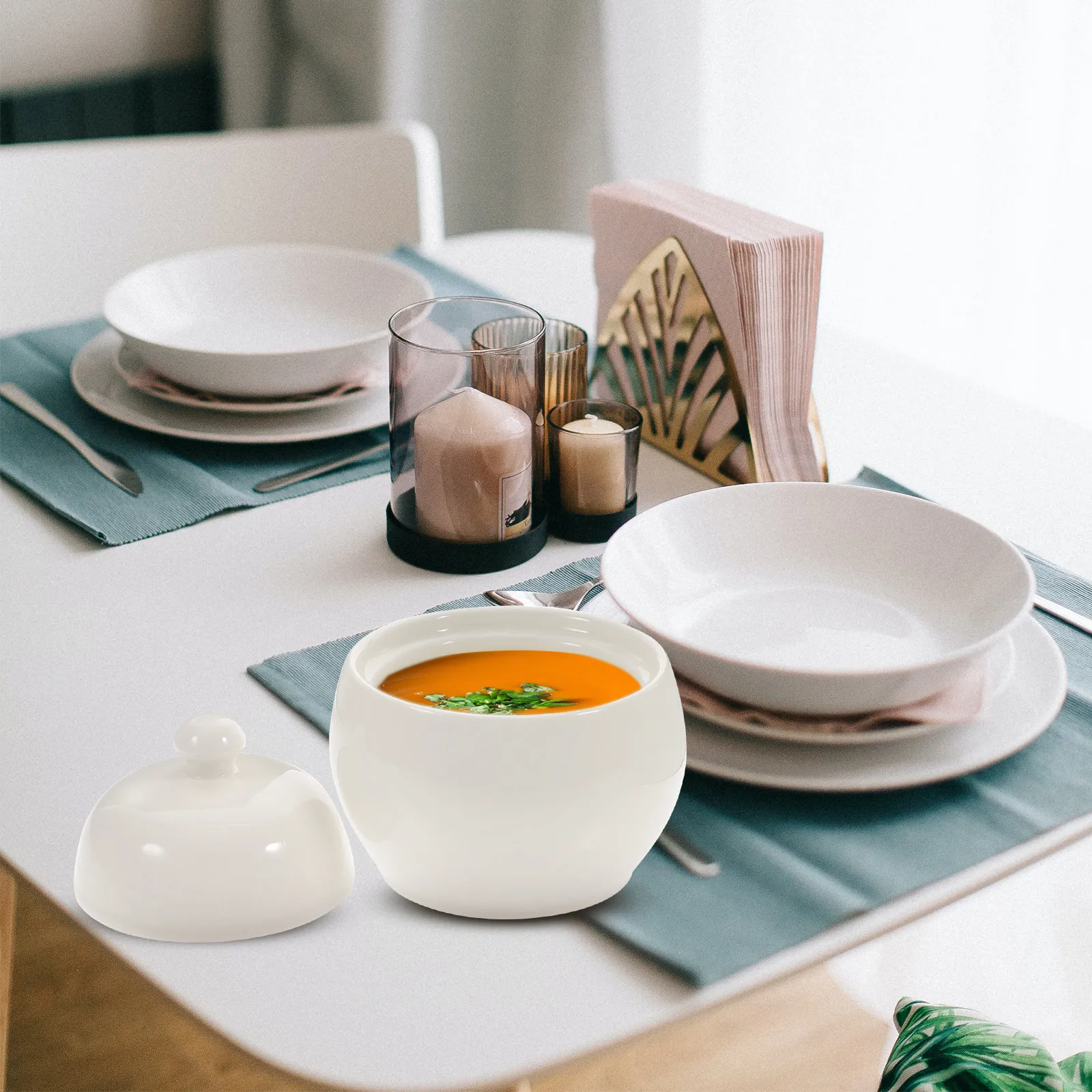 Fine Craftsmanship Ceramic Stew Pot with Lid Soup Bowl for Household Steaming Egg Soup Stewing Bird's Nest Cup Kitchen Supply