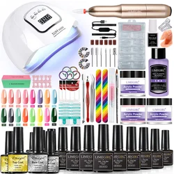 Manicure Set for Nail Extensions Gel Nail Polish Set Acrylic Kit Nail Acrylic Powder With UV LED Nail Lamp Nail Drill Kits