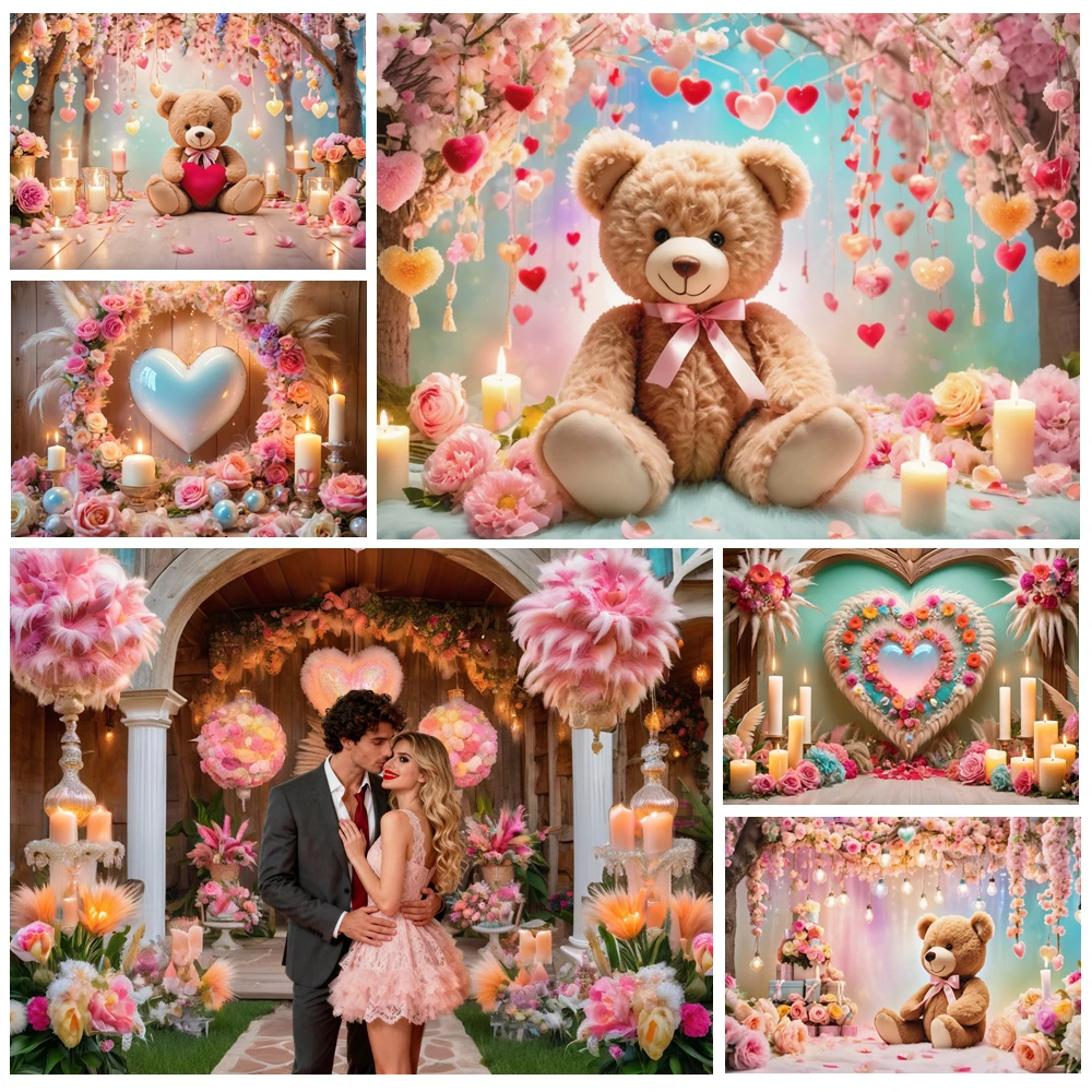 

MOON.QG Love Valentine's Day Backdrop Couple Silhouette Fluffy Feathers Heart Backgrounds For Photographs Couple Photo Studio