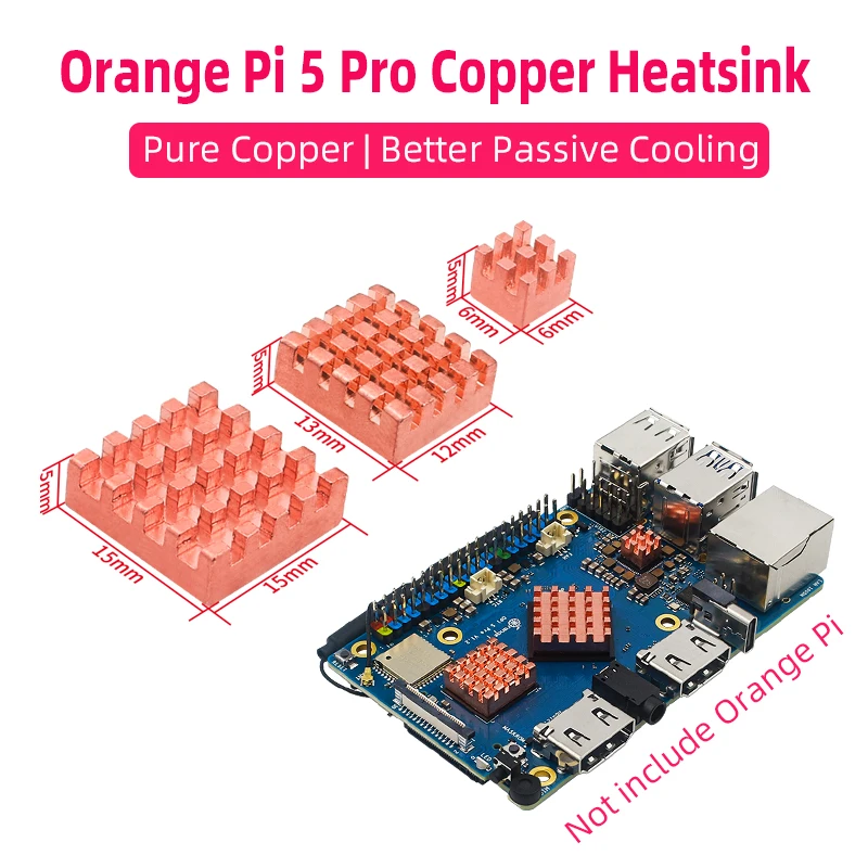 Orange Pi 5 Pro Heat Sink Pure Copper Heatsink Passive Cooling CPU RAM Radiator for OPI 5 Pro