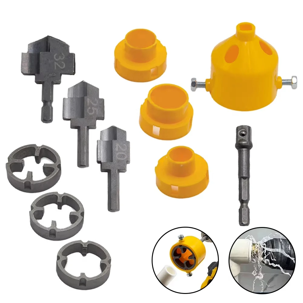 Ppr Drill Bit with Pvc Pipe Threader Water Pipe Expansion Drill Punch Plumber Plastic Pipe Round Die Set Plumbing Repair Tools