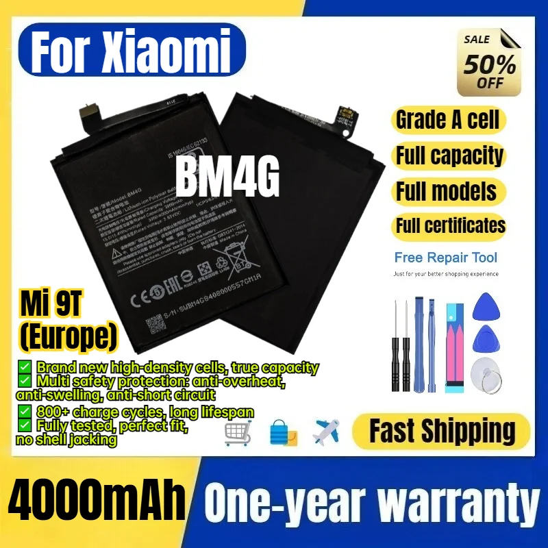 BM4G for Xiaomi Mi 9T(Europe) Phone Battery 0 Cycle High Quality Capacity Battery Replacement Bateria Grade A Cell with Tools