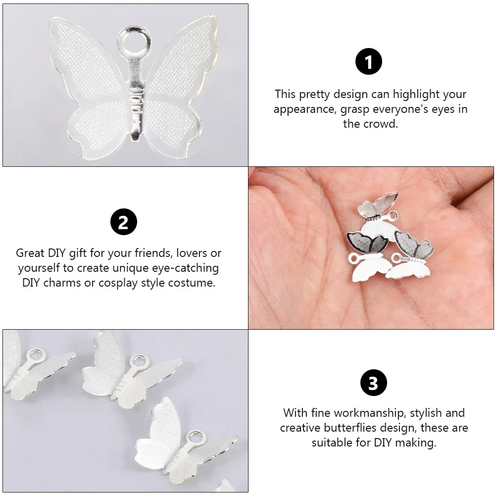 

100 Pcs Butterfly Charm Hairpin Accessories Stick Jewelry Making Pendants Women's