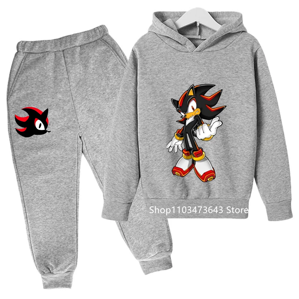 Sonics sweat à capuche pour enfants pantalon costume mode Anime sweats à capuche garçon lettre sweats décontracté impression dessin animé survêtement pulls
