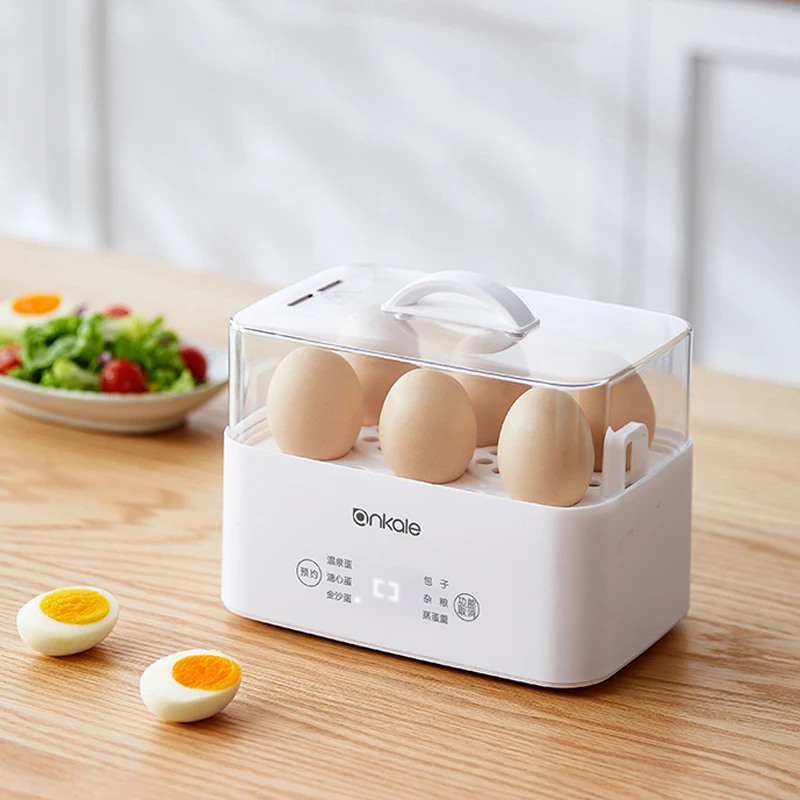 200W Electric Egg Cooker Automatic Egg Boiler Breakfast Machine Egg Custard Steaming Cooker Food Warmer with Appointment 220V