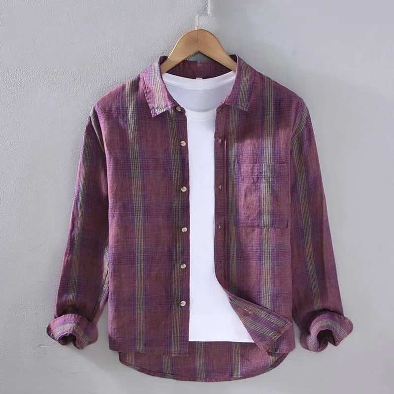 

LIBIELIY LIBIELIY 2025 New Summer Fashion Plaid Shirts For Men High-end Casual Versatile Handsome Trendy Loose Tops For Men
