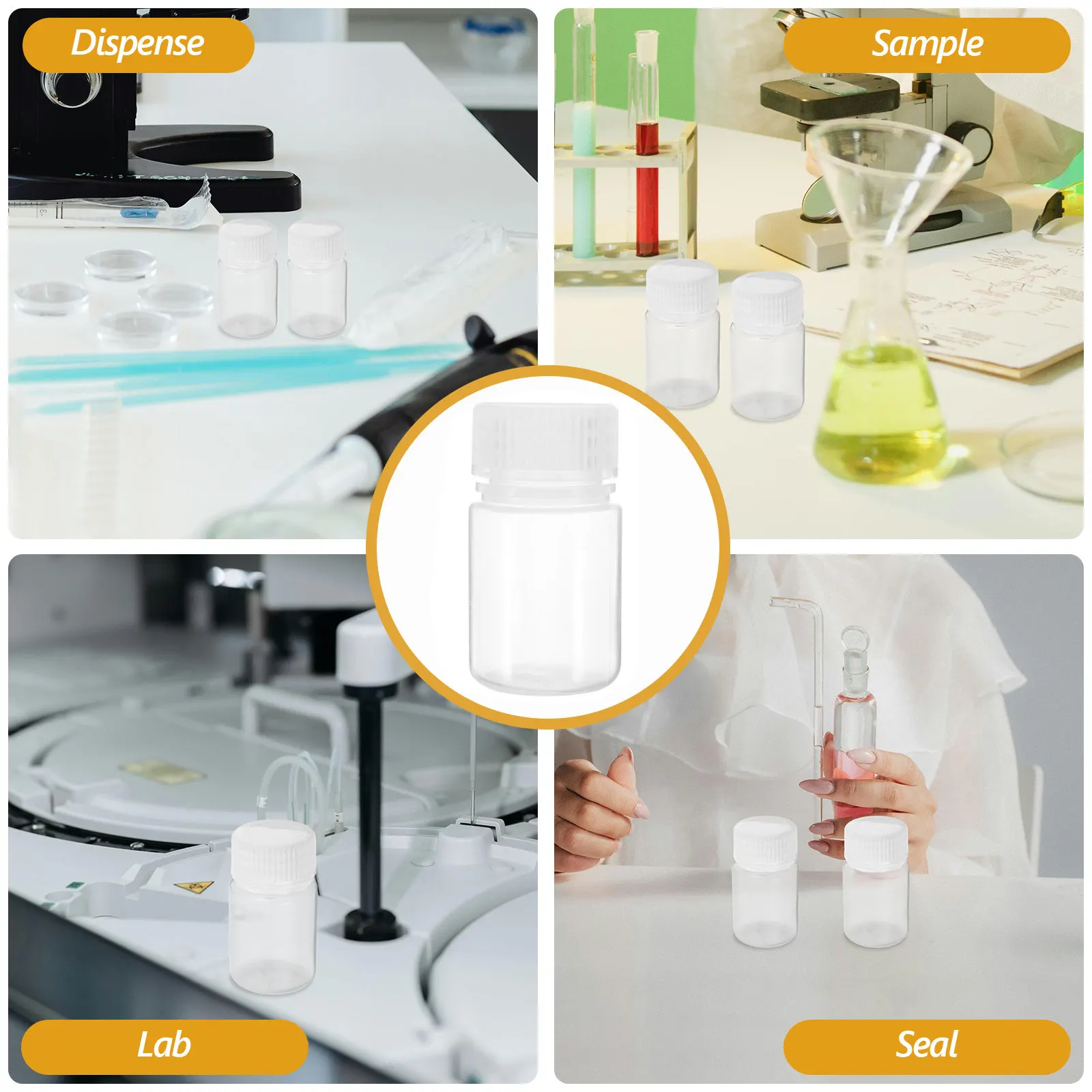 10Pcs Transparent Reagent Bottles High Temperature Resistant Screw Caps Laboratory Chemical Storage Sample Storage Bottles Tiny