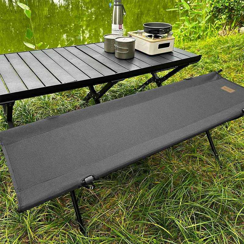 WESTTUNE كرسي طويل خارجي قابل للطي لشخصين مقعد تخييم خفيف الوزن قابل للطي مقعد مزدوج البراز للحديقة الخارجية