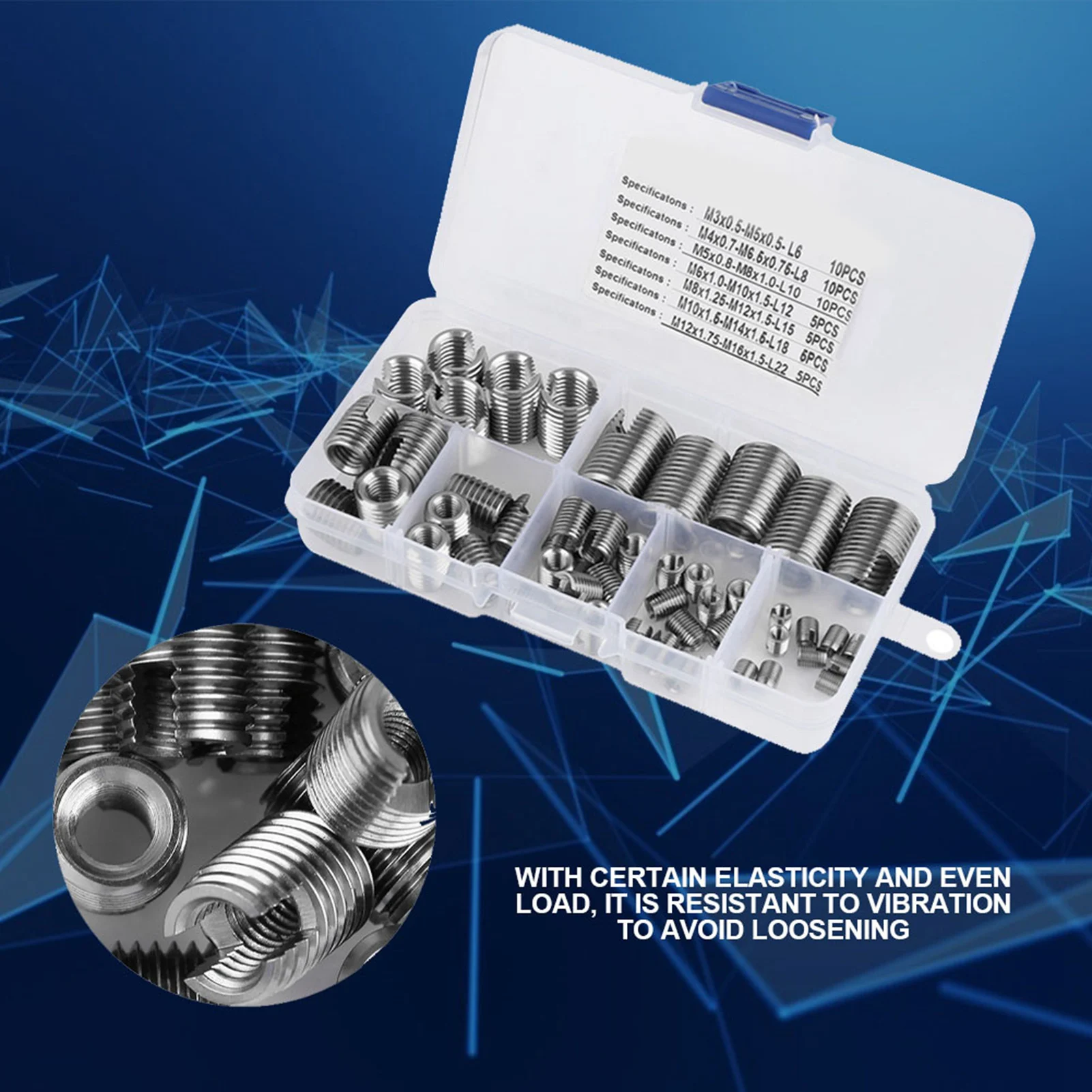 موضوع إدراج الفولاذ المقاوم للصدأ الخيط الداخلي الذاتي التنصت موضوع إدراج مجموعة أداة إصلاح تقوية الموضوع