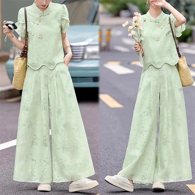 Haut de gamme belle été nouveau Style à la mode minceur et haut élégant tempérament décontracté haut de gamme pantalon deux pièces ensemble à la mode