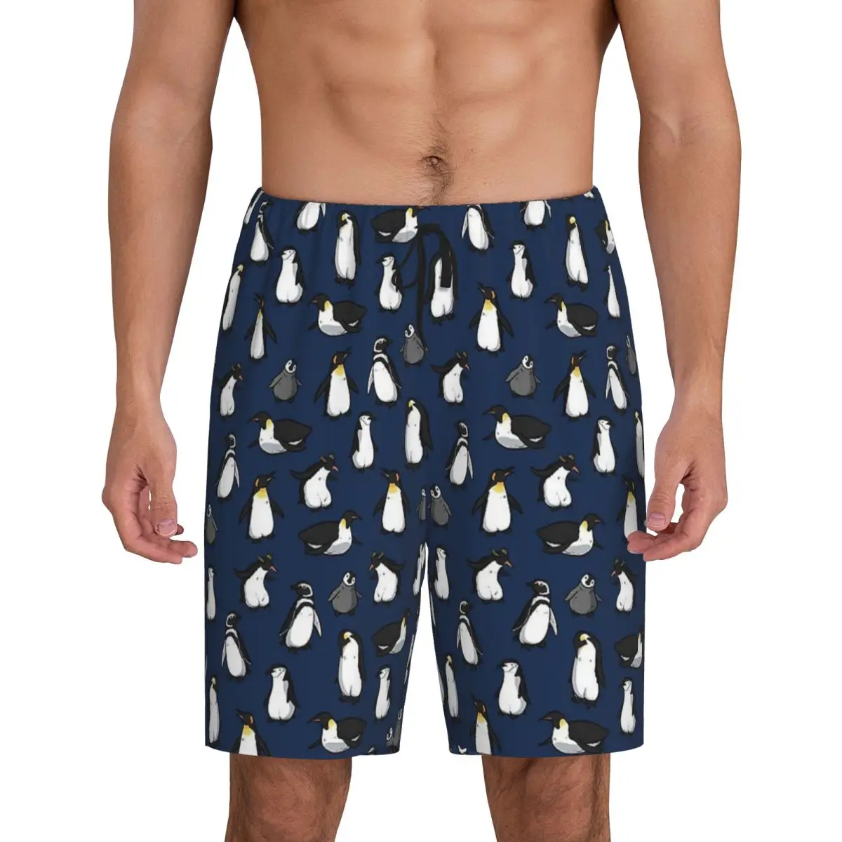 

Custom Cute Penguin Pattern Short Pajama Pants Men Sleepwear Sleep Lounge Bottom Shorts Sleeping Pants
