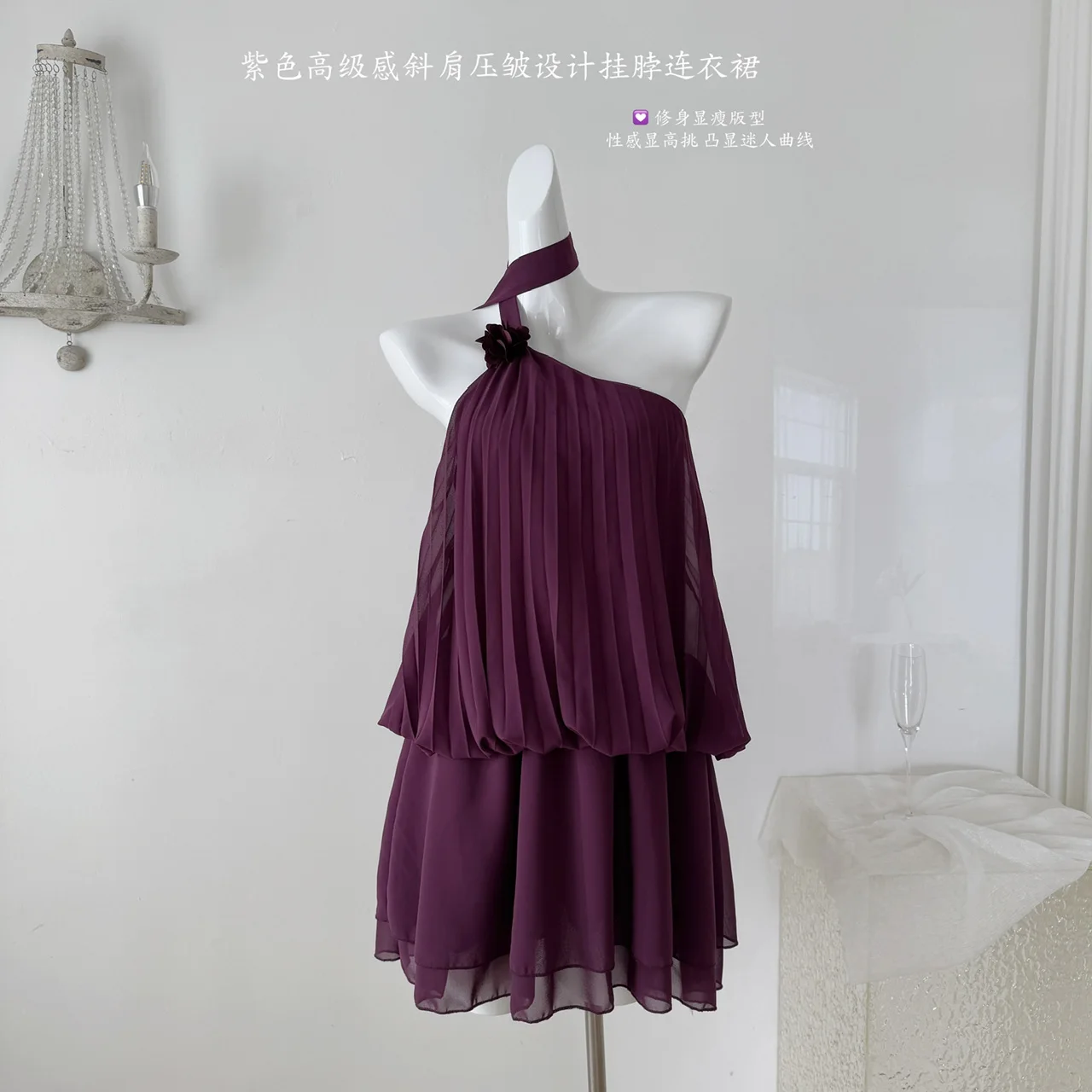 

Summer Women Old Money Mini Dress Design Chiffon Frock Evening Backless One-Piece Party French Vintage Prom Gown Coquette Gyaru