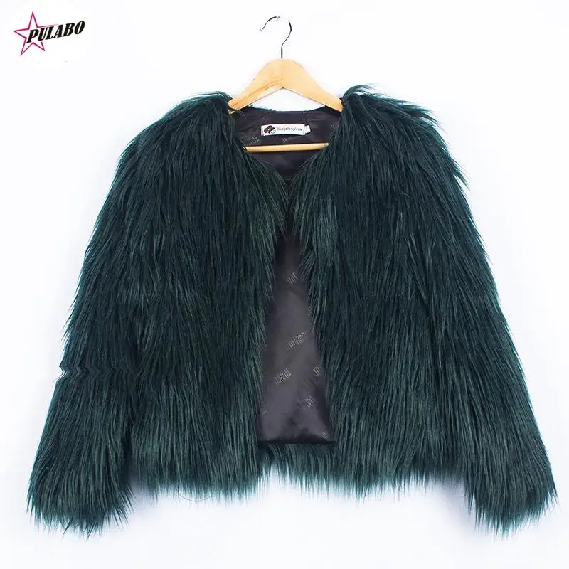 PULABO Sexy Ostrich Wool Turkey Faux Fur Women Black Coat Genuine Feather Short Plus Size 3XL,4XL Winter Festival Long Sleeve