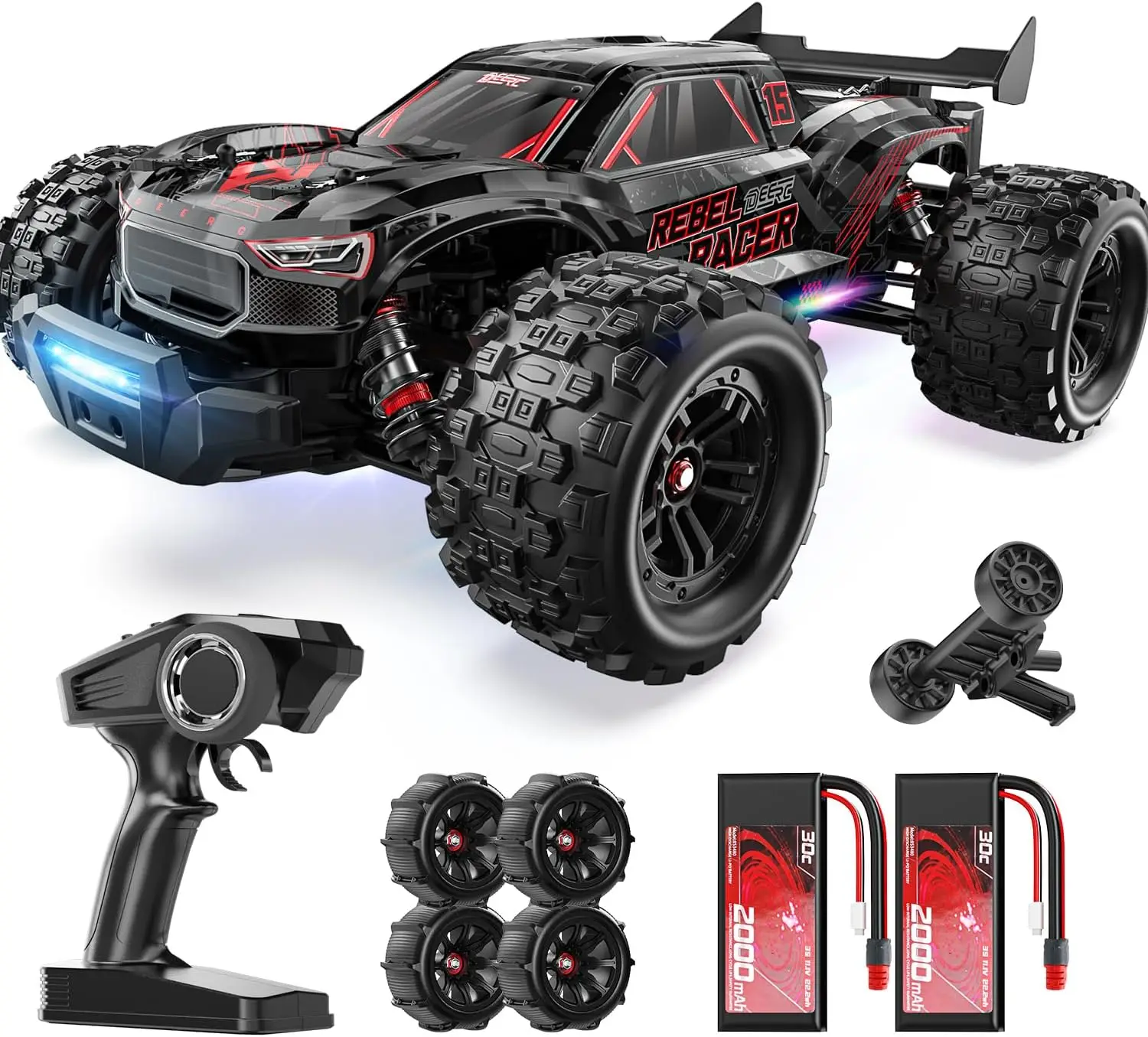 

Brushless RC Car for Adults, 1/14 4WD Off-Road Remote Control Truck, 46+ MPH Waterproof All Terrain RC Truggy with Dual