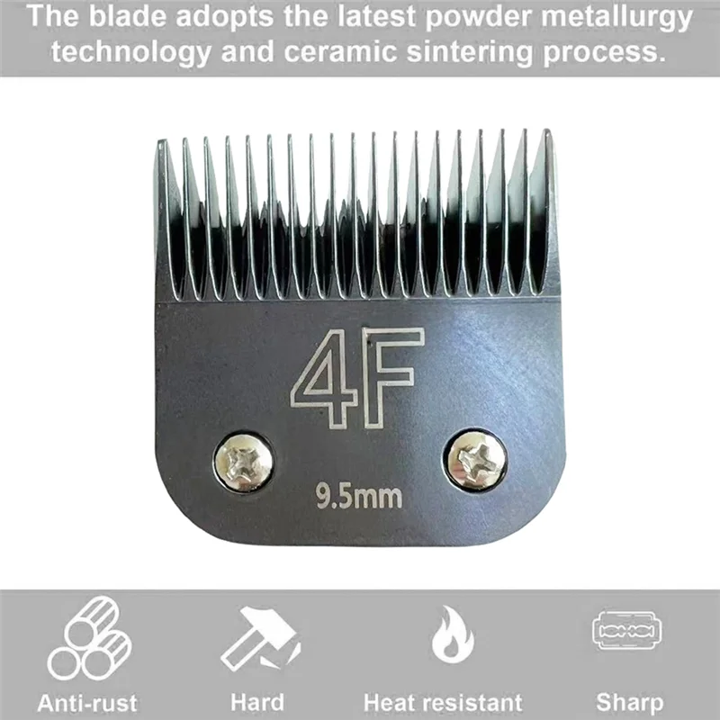 ABJI-Detachable Blade 4F 9.5Mm Pro Replacement For Wahl KM 10 For Andis AG/AGC/SMC/Oster A5/Classic 76 Animal Clipper - view 6