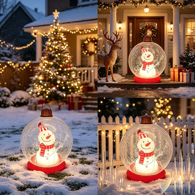 24inch Inflatable Christmas Ball Ornaments, Pvc Snowman Inflatable Christmas Decorative Balls, Suitable for Outdoor Yards, Front Porches, Swimming Pools, Christmas Trees, Inflatable Christmas Ball Decorations view 6