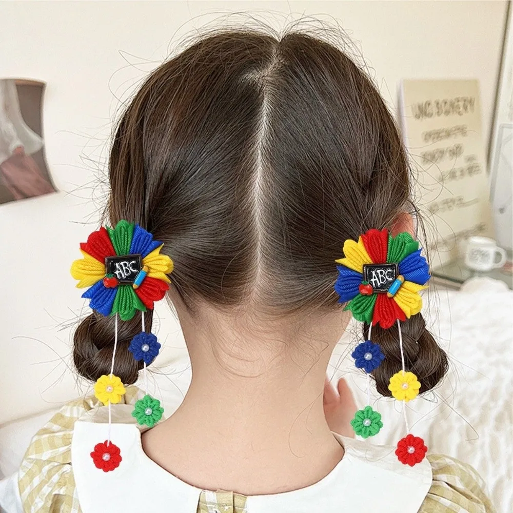 

2pcs Children Hair Clips with Flower Tassel Cute Barrettes Hair Accessories Faux Pearl Hairpins Headwear