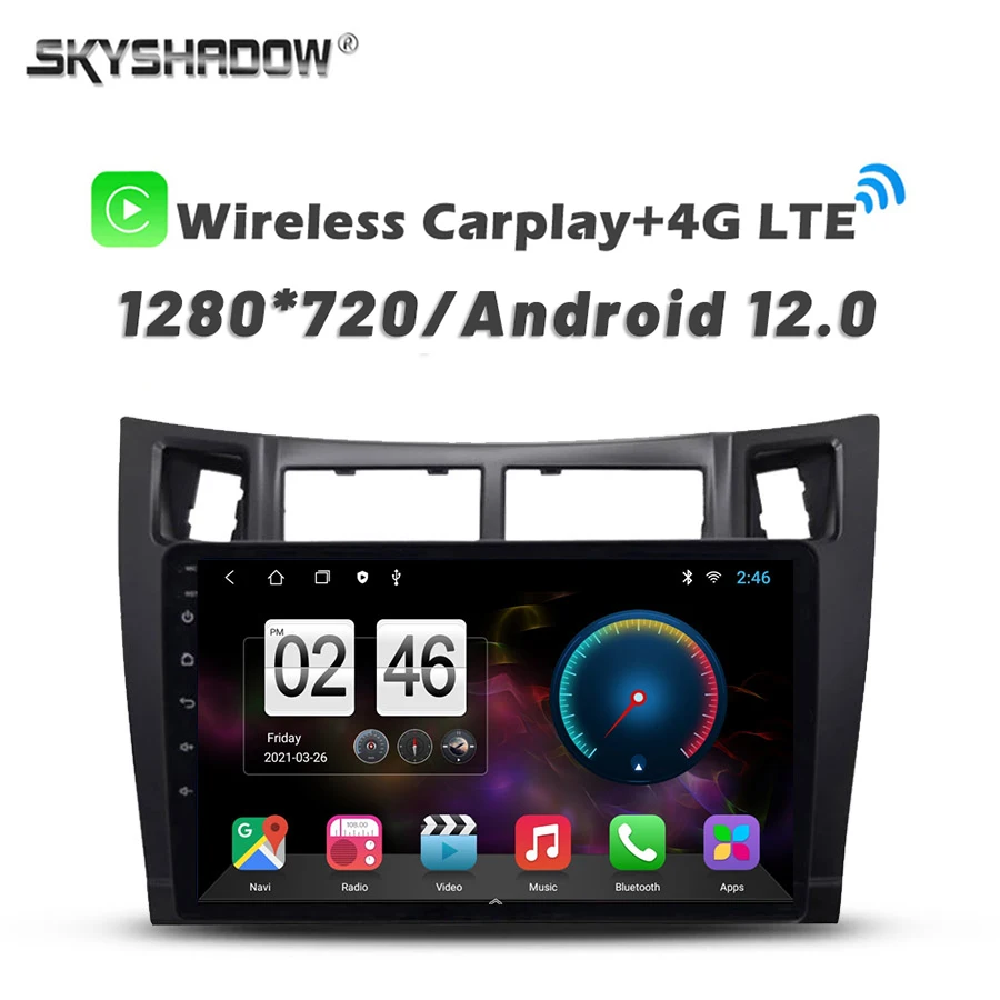 720P 360 Camera Carplay 8G+256G Android 13.0 Car DVD Player GPS WIFI Bluetooth RDS Auto Radio For Toyota Yaris XP90 2005 - 2012