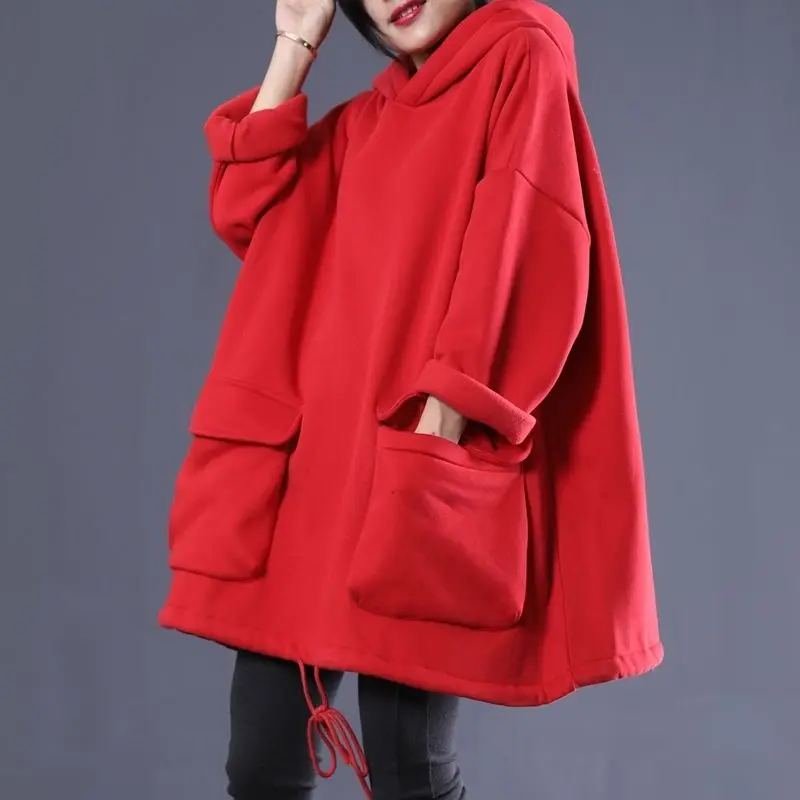 plus Size Materni Coat Thiened Fce Long Hoodie Dr Autumn Winter New Sle Faion Loose Outerwear for Pregnant Women