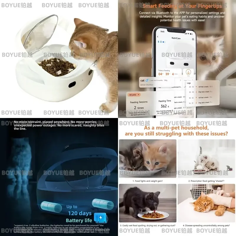 for Smart Pet Feeder Automatic Cat Food Dispenser with WIFI App Control Sensor Recognition Precision Anti-Rush Feeding
