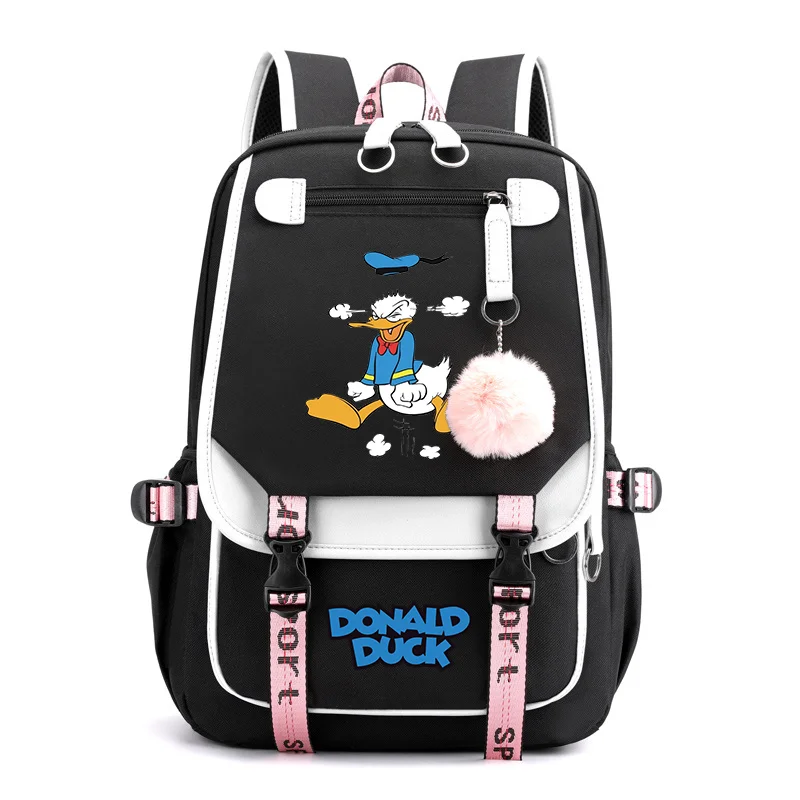 

Disney Donald Duck School Bags For Teenage Girls USB Charging Laptop Backpack Student Book Bag Travel Rucksack Mochila