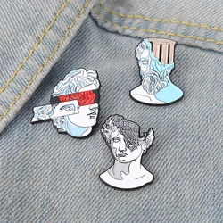 Human Head Ancient Building Sculpture Enamel Pins Custom Artistic Brooch Lapel Badge Bag Cartoon Jewelry Friends Gifts