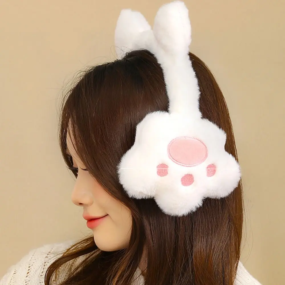 Confortável Cat's Paw Plush Earmuffs, Anti-Wind Ear Cover, Ear Warmers, Proteção Fria, Mantenha Aquecedor, Bonito, Montando