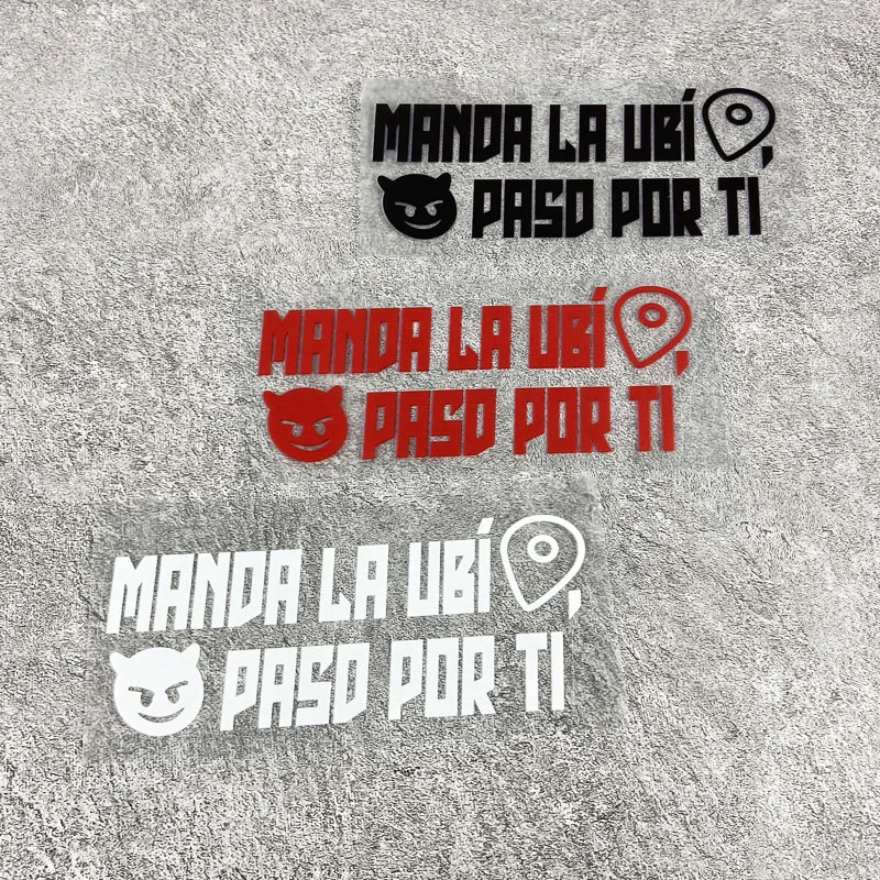 Autocollants de moto espagnols avec lettres amusantes, 2 pièces, imperméables, pour réservoir de carburant, carénage avant, Scooter électrique, autocollants en vinyle
