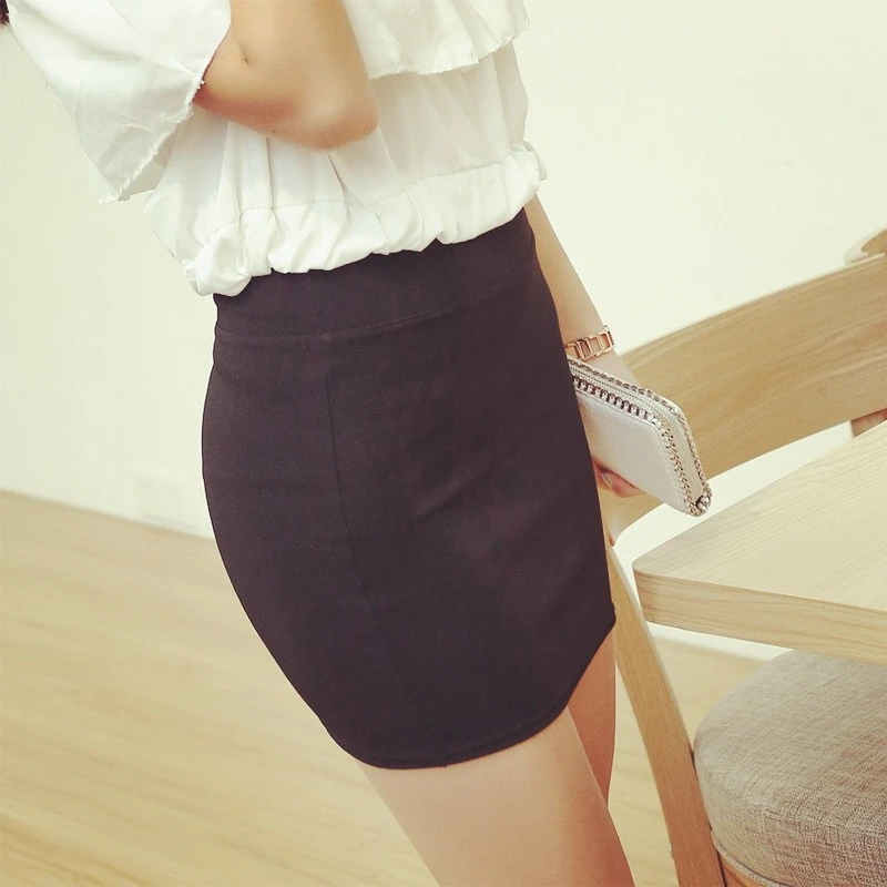 Summer Women Basic Skirt Package Hip Skirt Mini Elastic Pencil Skirts Office Lady Draped Slim Business Plus Size One Step Skirt